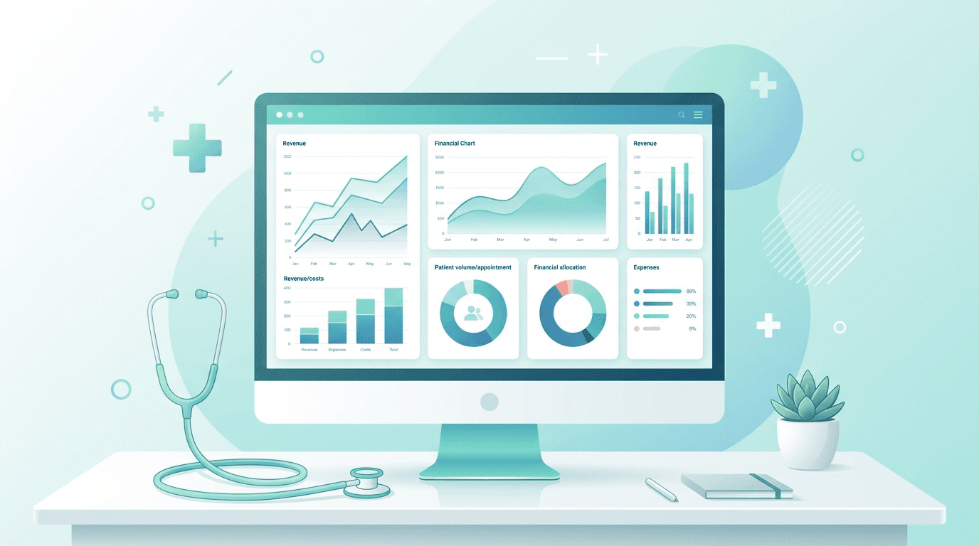 Gestão financeira do consultório com controle de receitas e despesas